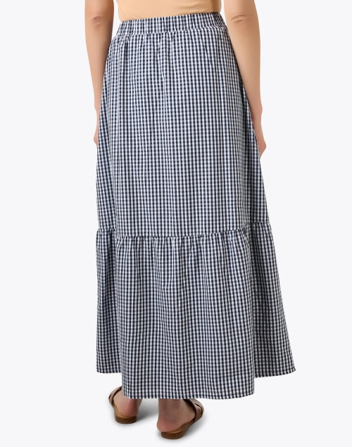 Effortlessly Chic Navy and White Checked Laila Midi Skirt