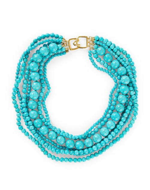 Stylish Turquoise Multi-Strand Beaded Necklace by Kenneth Jay Lane