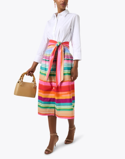 Hinson Wu's Stylish Robin Multi - Striped Women's Midi Shirt Dress