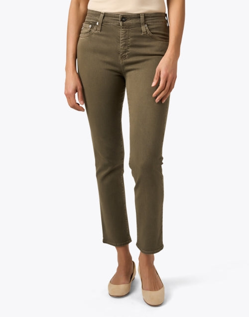Mari High-Rise Lightweight Super Stretch Green Straight Leg Cropped Jeans