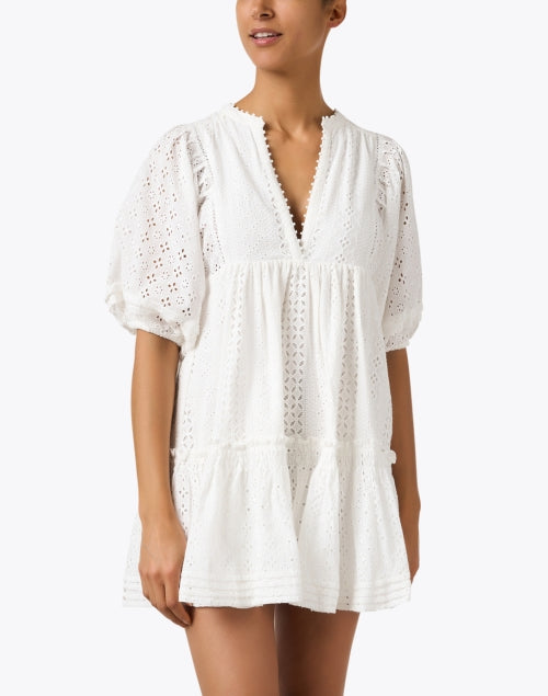 Aria White Eyelet Breezy Mini Dress for Effortless Style