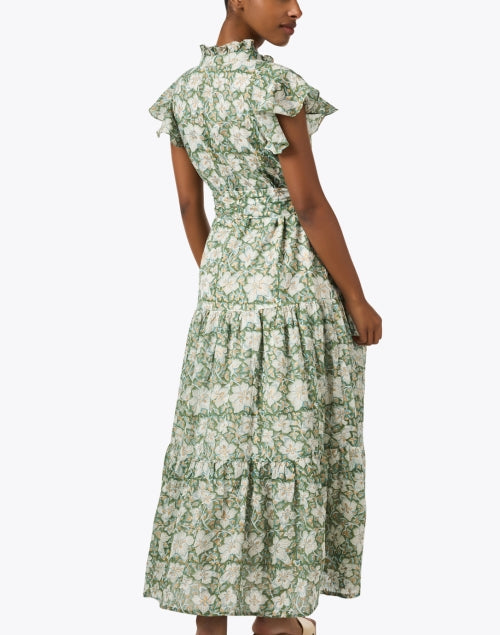 Stylish Women's Green Floral Printed Summer Dress
