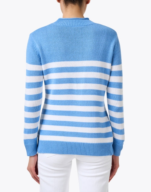 Stylish Blue and White Striped Cotton Blend Knit Sweater for Various Occasions
