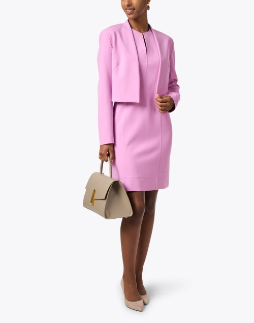 Stylish Jibelara Pink Cropped Open Front Blazer Jacket for a Polished Look