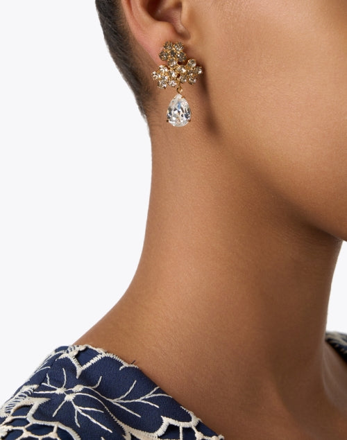 Gorgeous Adelie Gold Flower Dangle Drop Earrings for Women