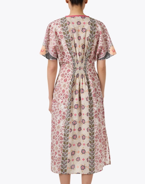 Stylish Naama Pink Cotton Floral Print Midi Dress