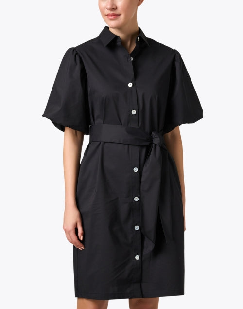 Stylish Angelina Black Cotton Blend Shirt Dress