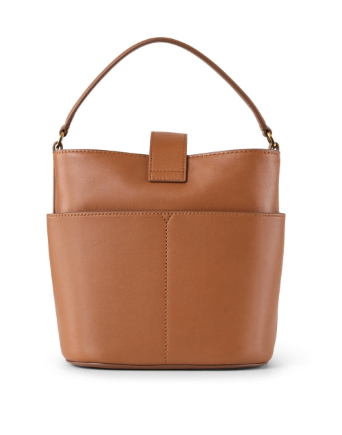 Veronica Beard's Small Luxury Tan Leather Crest Handbag for Modern Women