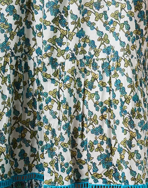 Ro's Garden Women's Daphne Blue and Green Floral Patterned Maxi Dress