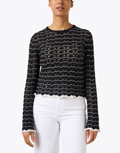 Stylish Black and White Hand - knitted Women's Sweater for Various Occasions