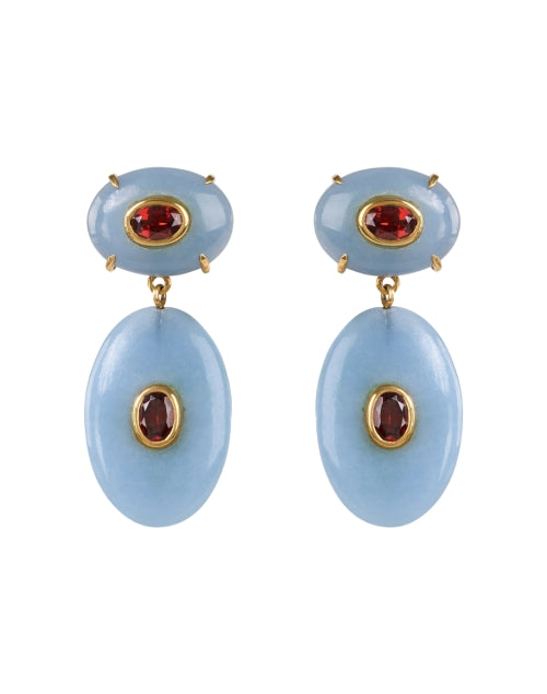 Stylish Dorothy Blue Angelite and Pink Rhodolite Drop Earrings for New Season