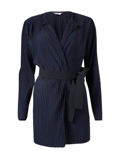 Stylish Fiesta Navy-Colored Pleated and Belted Women's Cardigan