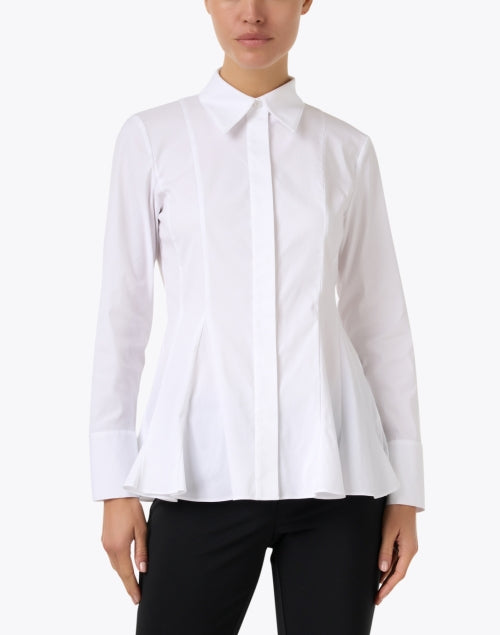 Elegant Godet-style White Peplum Women's Shirt for Weekday Wear