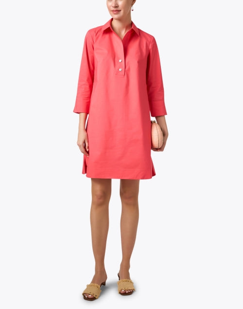 Aileen Women's Coral-colored Cotton Casual Shirt Dress