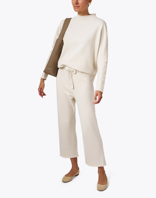 Effie Ivory Cotton Casual Funnel Neck Sweatshirt for Fall Season