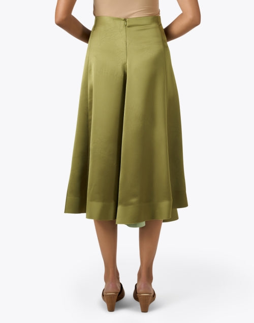 Elegant Green Draped Women's Midi Skirt