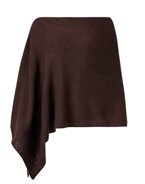 Stylish Brown Cashmere Poncho - Ruana Style Wrap