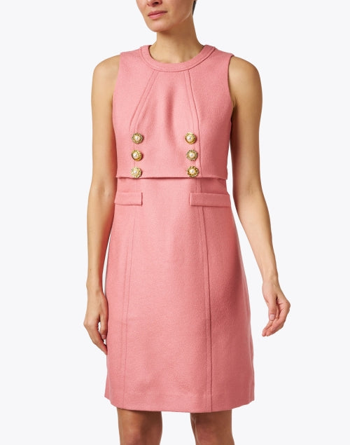 Stylish Pink Wool Women's Sheath Dress for Multiple Occasions