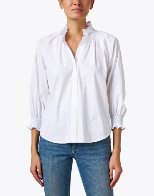 Fiona's Elegant White Silky Poplin Button - Up Shirt