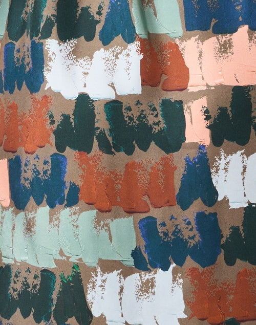 Multicolored Print Silk Midi Shirt Dress