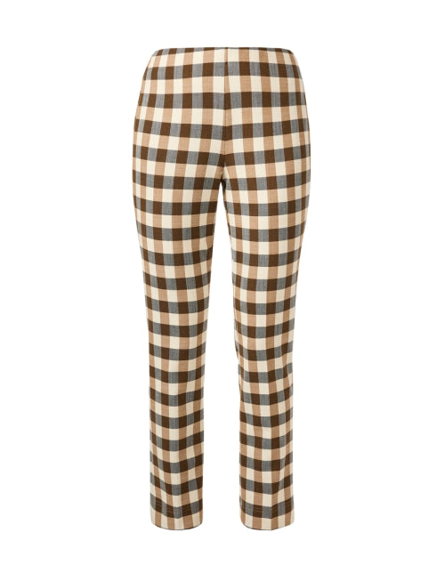 Annie Brown Stretch Plaid Straight - Leg Pull - On Pants