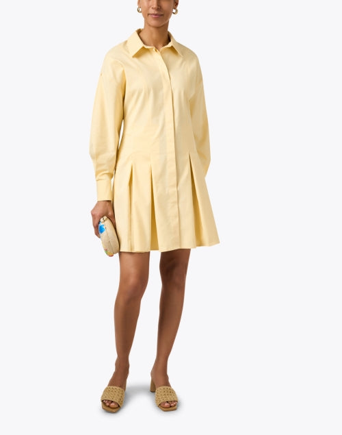 Finley Mini Yellow Shirt Dress with Pleated Skirt