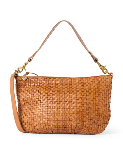 Stylish Hand - woven Brown Checker Italian Leather Shoulder Bag
