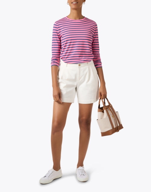 Stylish Pink and Navy Striped Long Sleeve Top