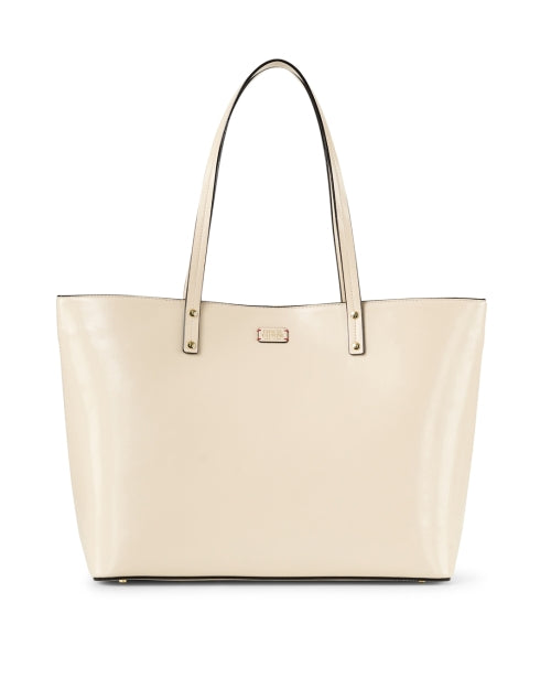 Elegant Ivory-Colored Leather Tote Handbag by Trixie