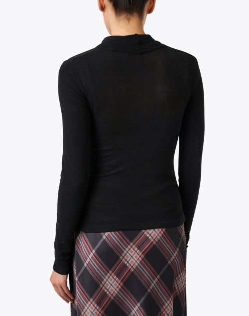 Stylish Black Knit Faux Wrap Women's Top for a Timeless Look