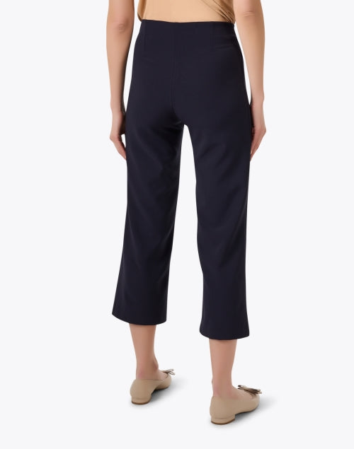 Navy Blue Stretch Cropped Flare Pull - on Pants by Chloe