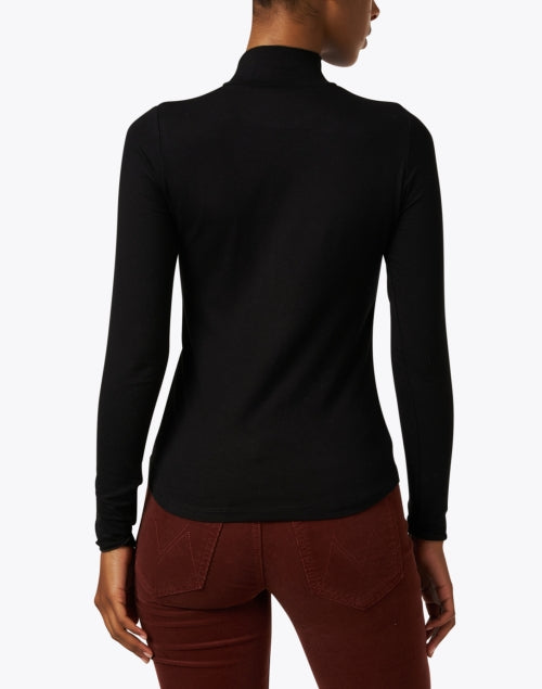 Stylish Black Long - Sleeved Mock Neck Women's Top