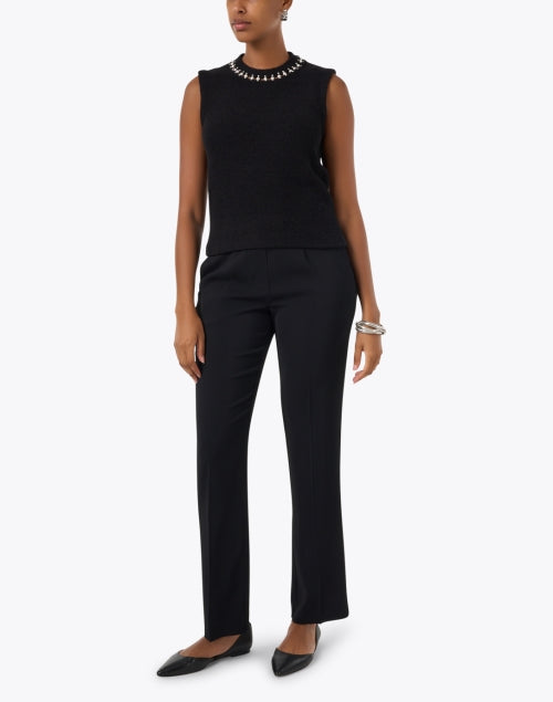 Stylish Black Straight-Leg Pleated Trousers by Emporio Armani