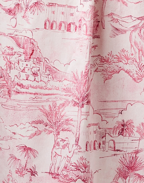 Stylish Cairo Pink Printed 100% Cotton Short-Sleeve Shirt Dress