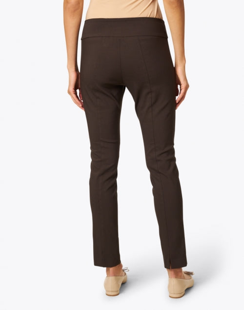 USA-Made Chocolate Brown Stretch Pull-On Slim Ankle Control Pants