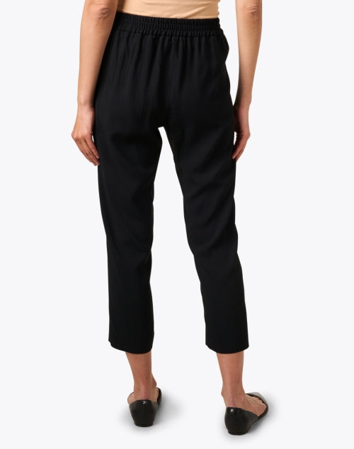 Hilary Black Satin Matte Tapered Leg Pants for All-Day Comfort