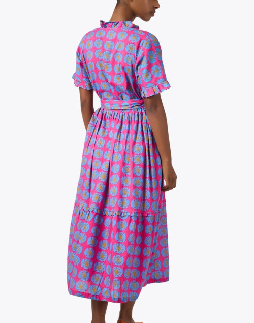 Harlan Feminine Pink-Printed Dress with Ruffle Trim