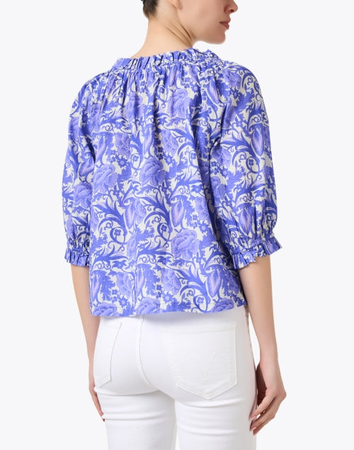 Stylish Havana Blue Floral Print 100% Cotton Women's Top