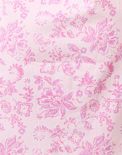 Stylish Pink Floral Print Stretch Cotton Women's Tunic Dress for New Season