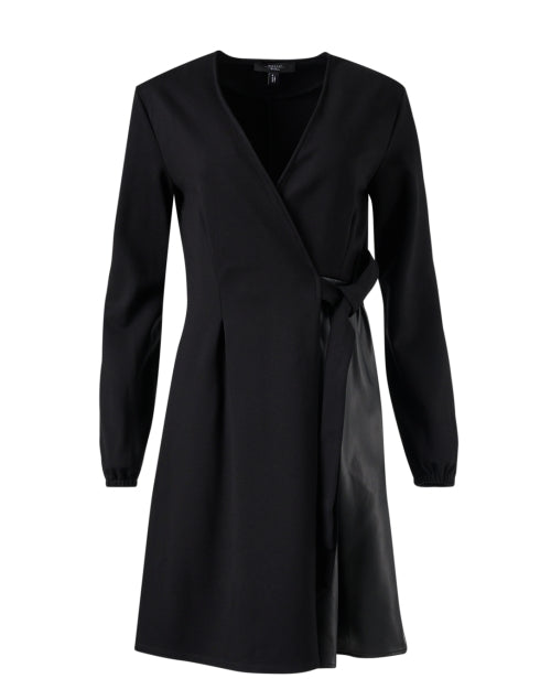 Stylish Cennare Black Mixed Media A - Line Dress for Fashionable Outings