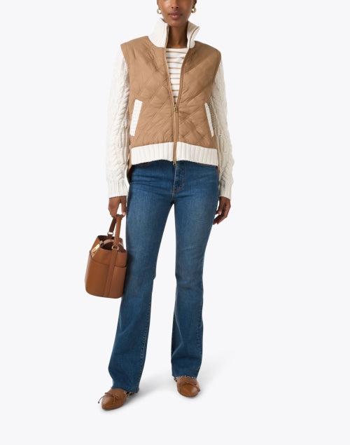 Veronica Beard Patra Ivory and Beige Quilted Women's Jacket for Colder Months