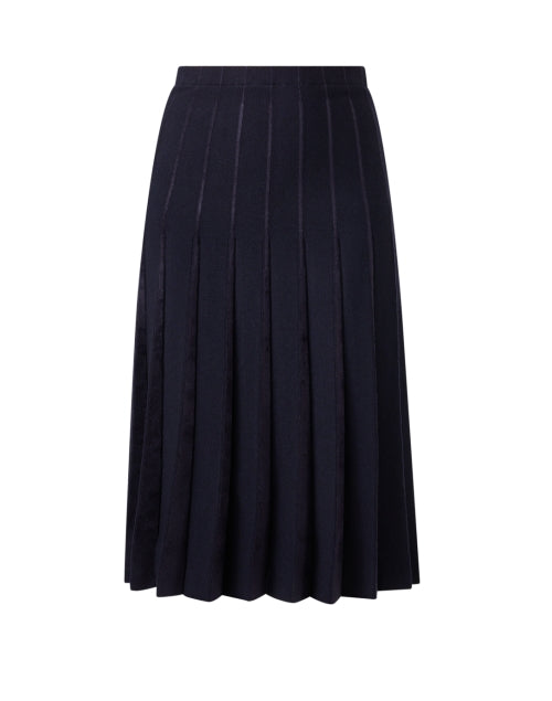 Stylish Blue Pleated Mid - length Knit Women's Skirt