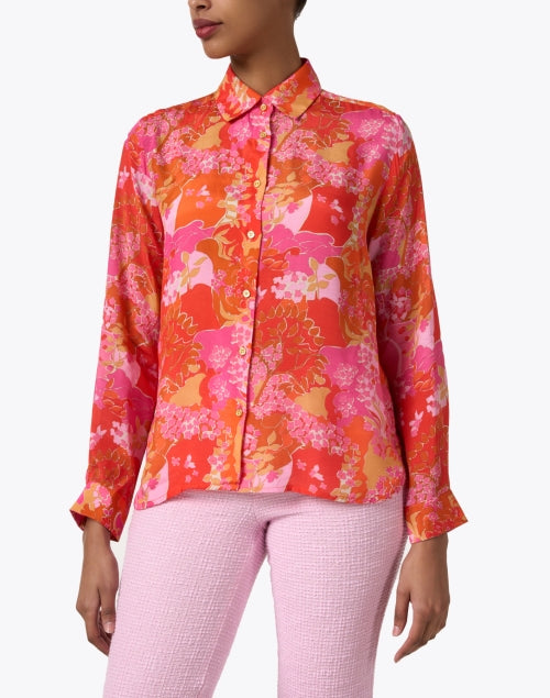 Isabella Women's Pink Multi - Patterned Cotton Blend Blouse
