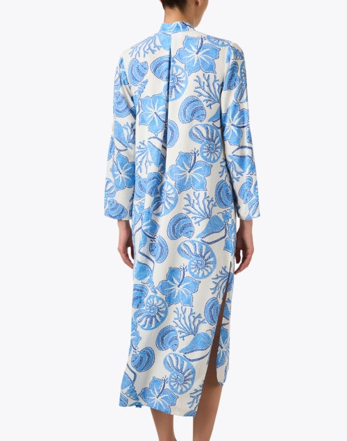 Stylish Traveler's Dress with Blue Hibiscus Print