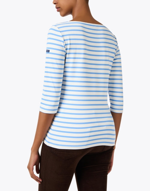 Stylish French-Made Blue and White Striped Cotton Jersey Top