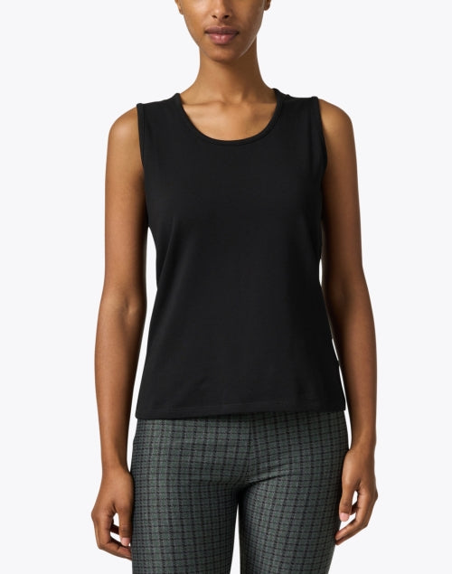 Soft Black Stretchable Cotton Tank Top for Layering