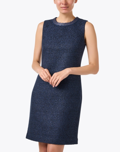Stylish Blue Lurex Shimmer Tweed Women's Dress