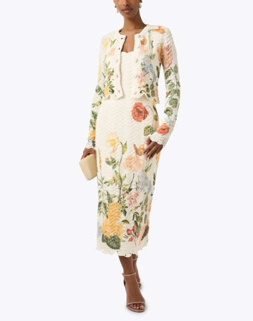 Jolene Women's White Floral Crochet Knit Cardigan Sweater