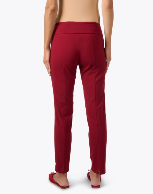 Red Elasticated Mid-Rise Stretch Pull-On Ankle Work Pants
