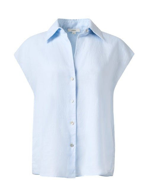 Vince Women's Light Blue Casual Linen Blouse for Any Occasion